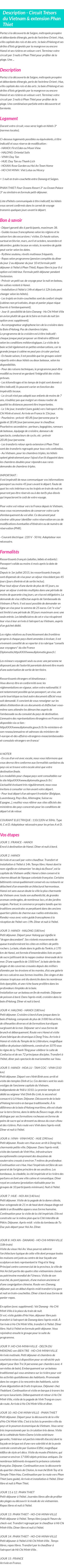 Détails du séjour