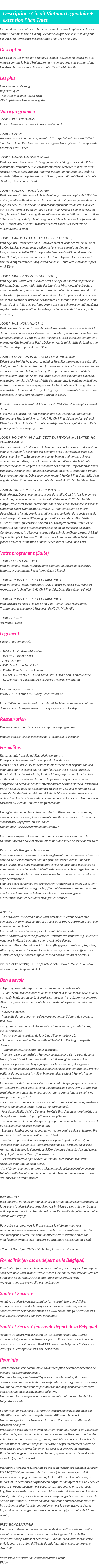 Détails du séjour