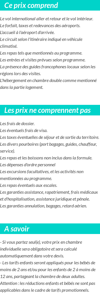 Conditions tarifaires