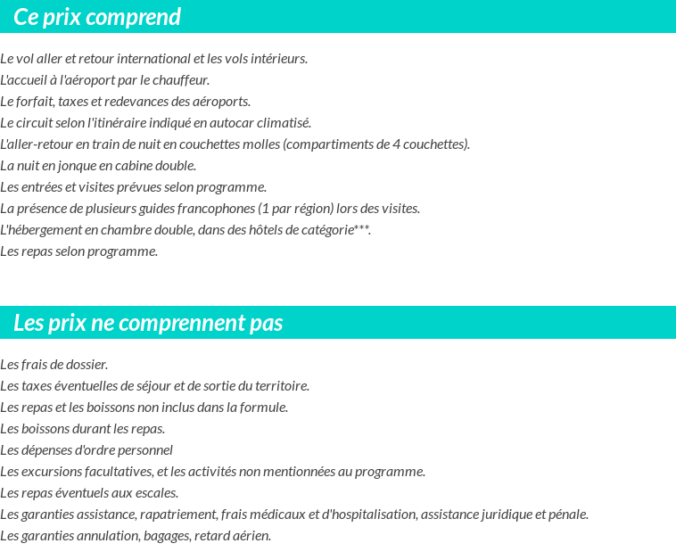 Conditions tarifaires