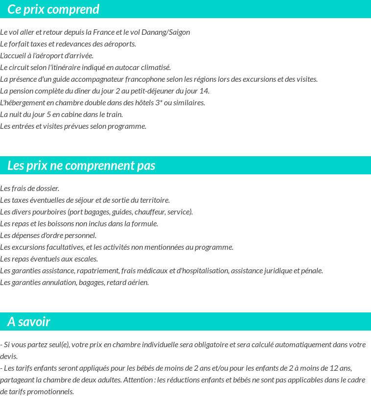 Conditions tarifaires