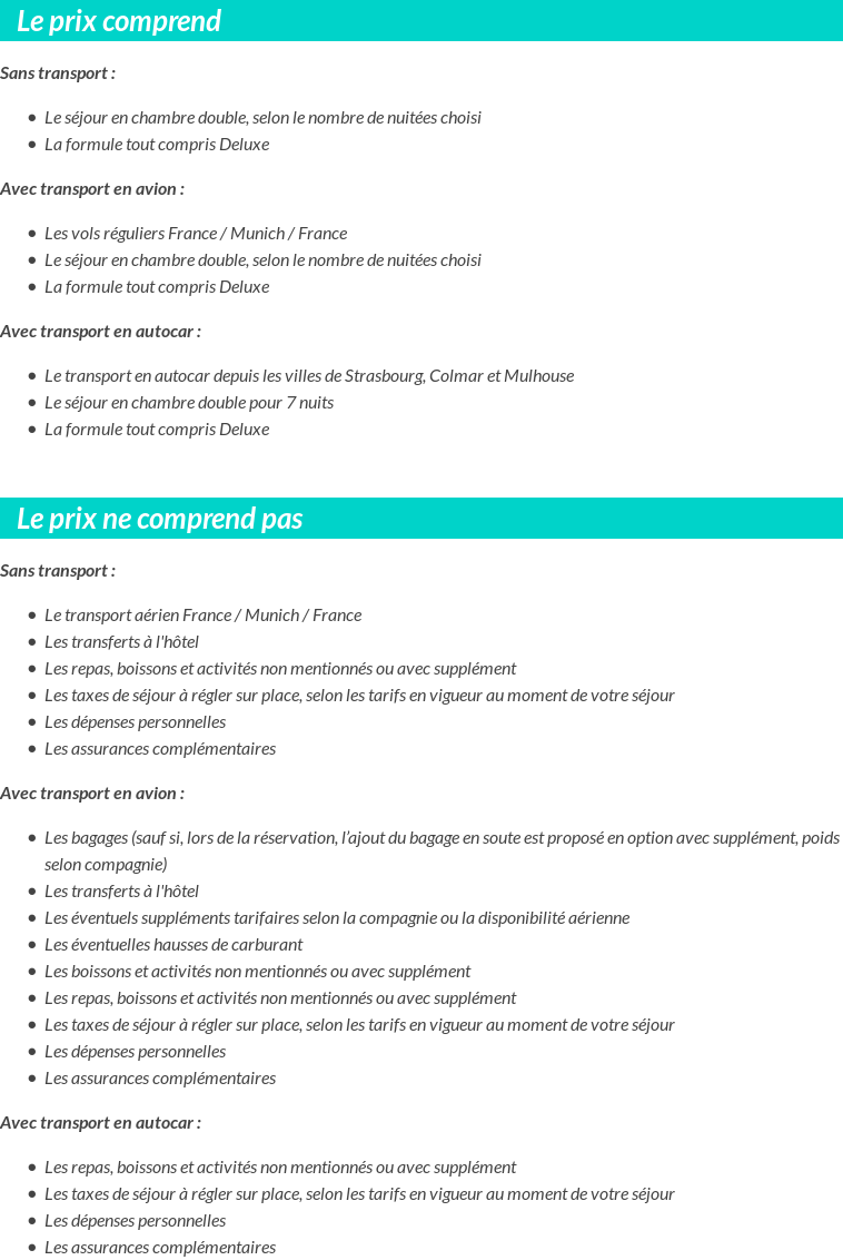 Conditions tarifaires