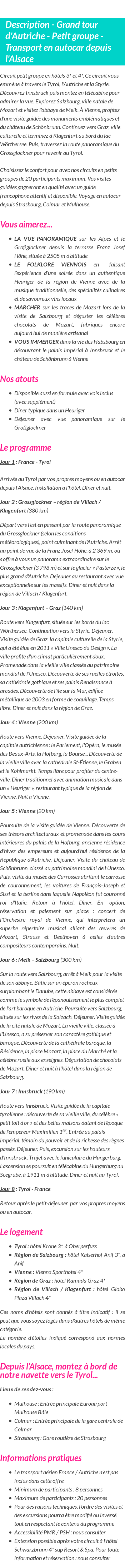 Détails du séjour