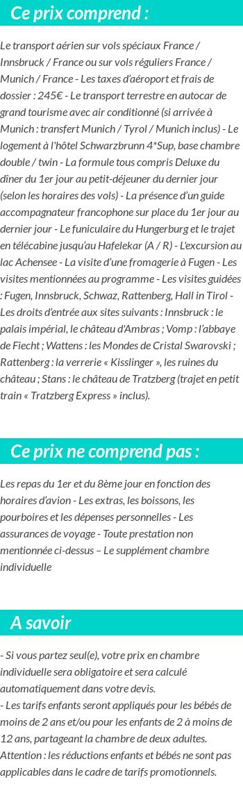 Conditions tarifaires