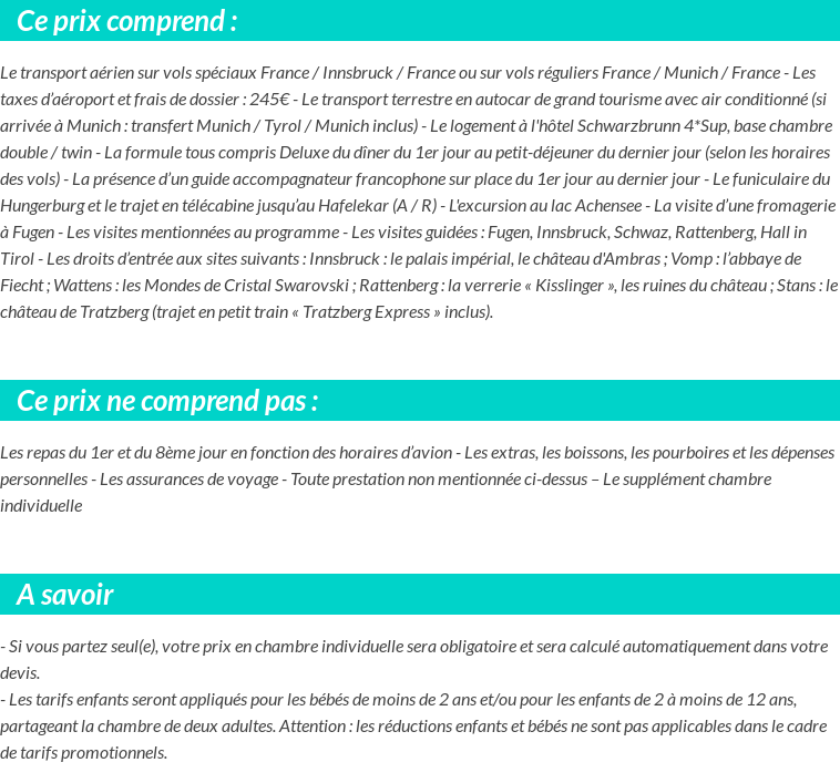 Conditions tarifaires