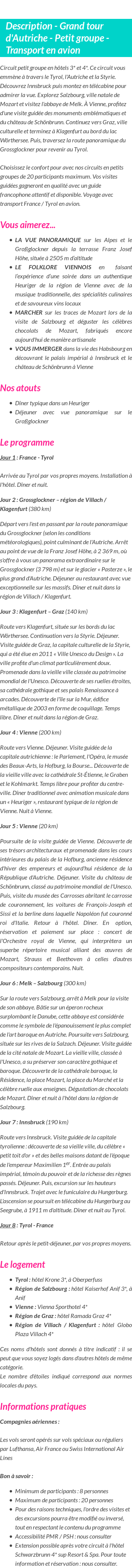 Détails du séjour