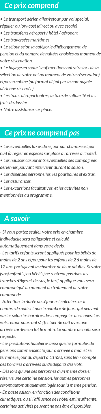 Conditions tarifaires