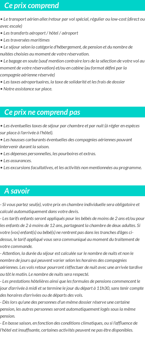 Conditions tarifaires