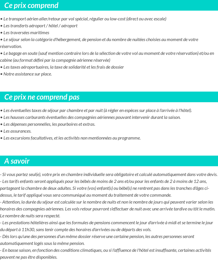 Conditions tarifaires