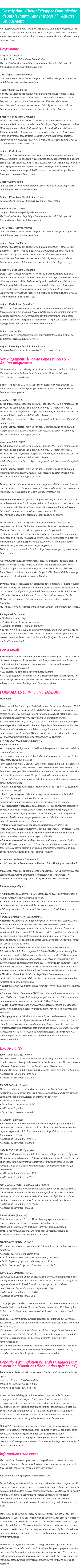 Détails du séjour