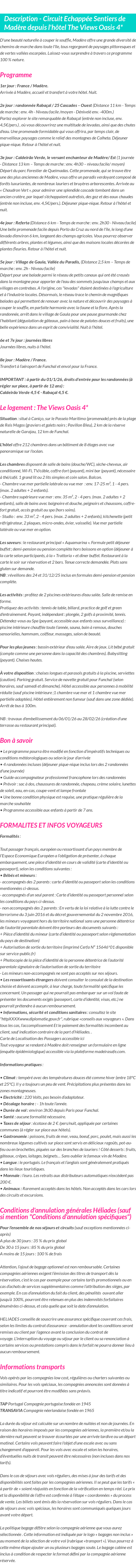 Détails du séjour