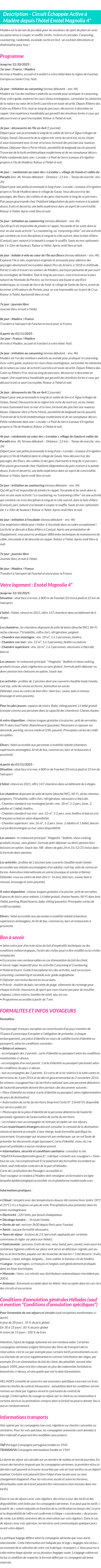 Détails du séjour