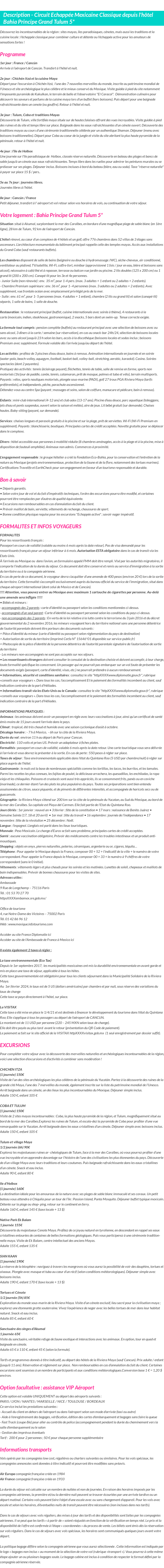 Détails du séjour