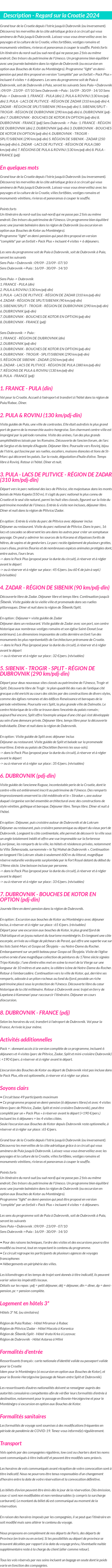 Détails du séjour