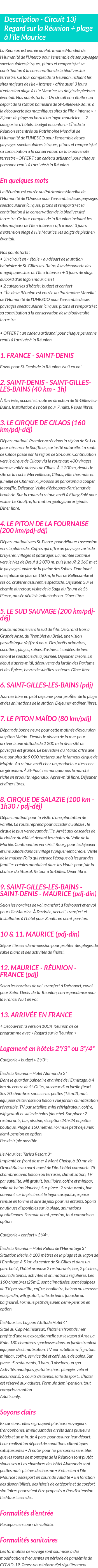 Détails du séjour