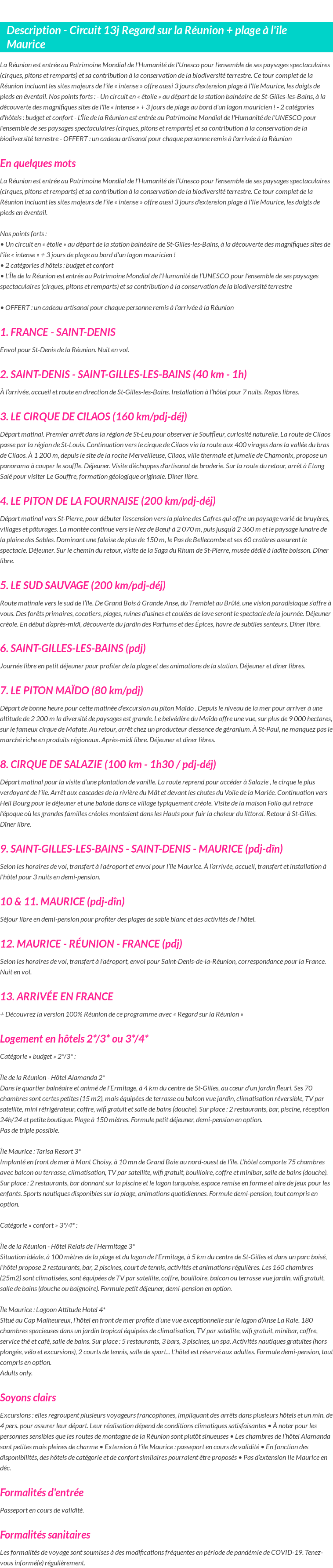 Détails du séjour