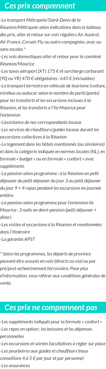 Conditions tarifaires