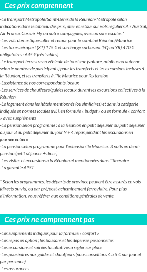 Conditions tarifaires