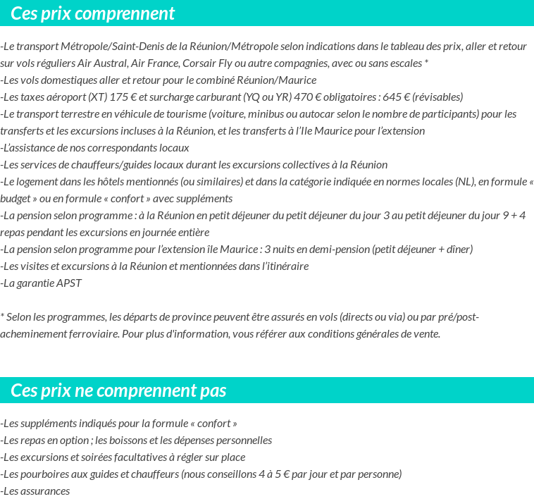 Conditions tarifaires