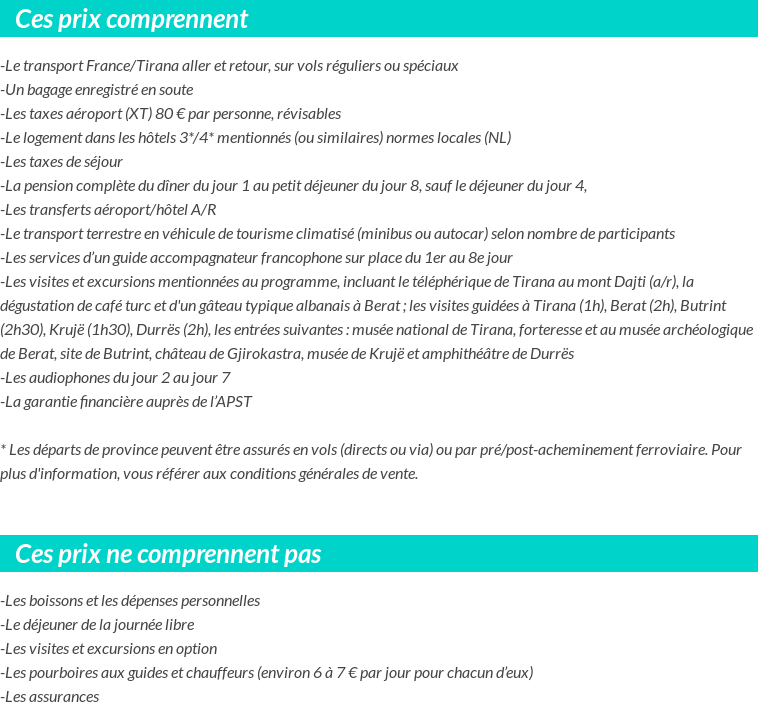 Conditions tarifaires