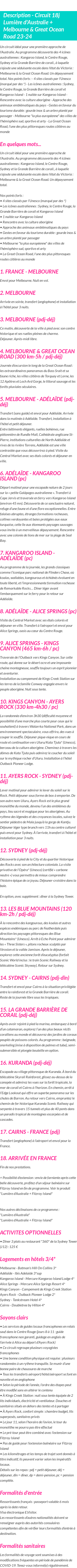 Détails du séjour
