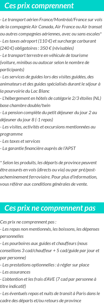 Conditions tarifaires