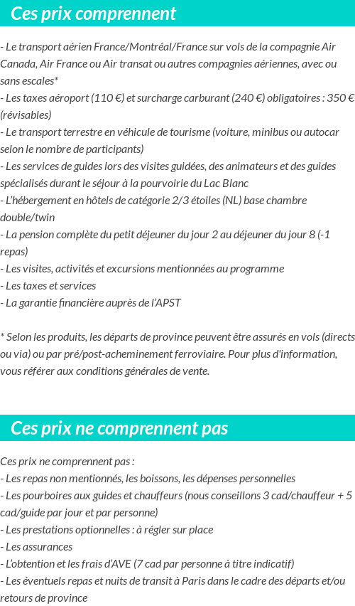 Conditions tarifaires