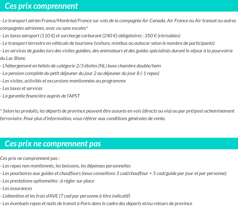 Conditions tarifaires