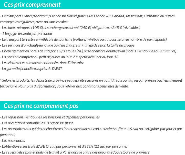 Conditions tarifaires