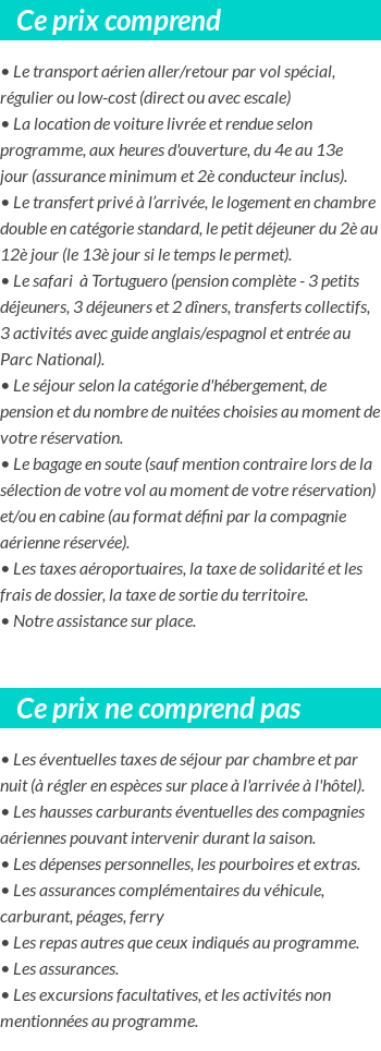 Conditions tarifaires