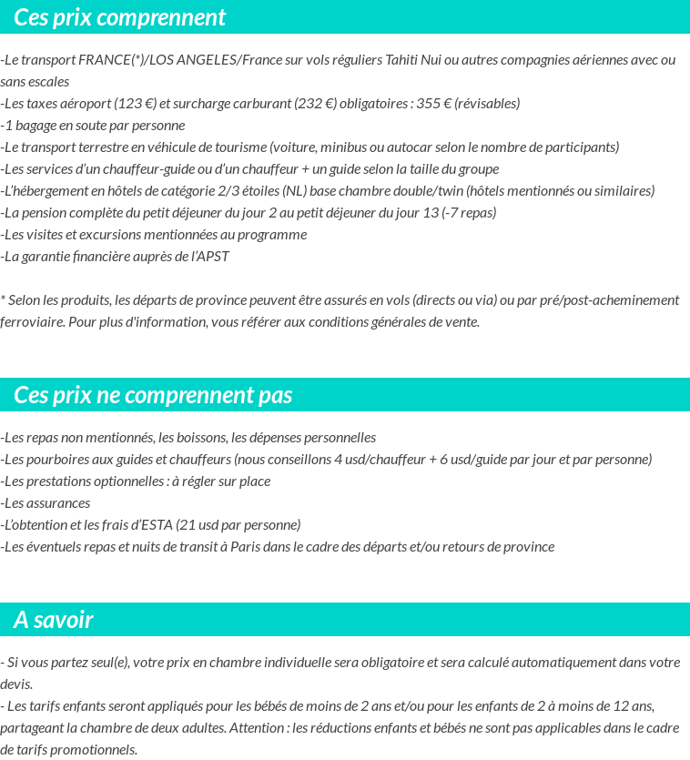 Conditions tarifaires