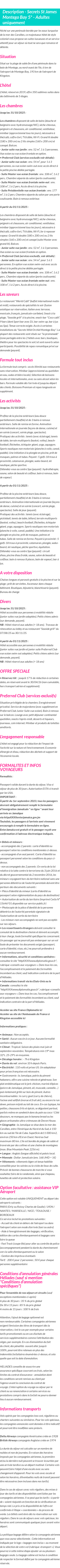 Détails du séjour