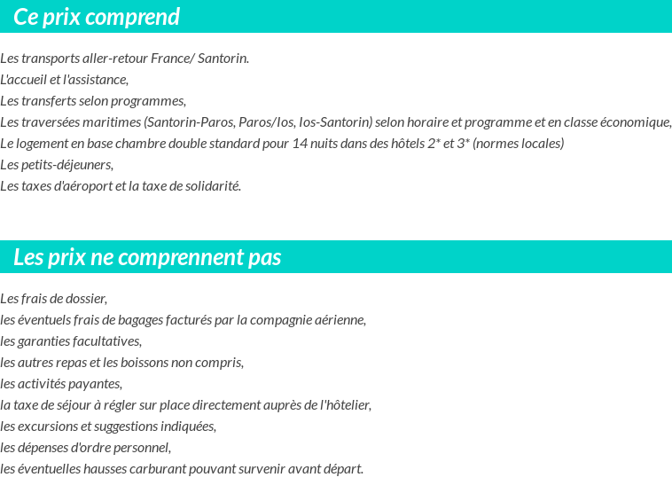 Conditions tarifaires