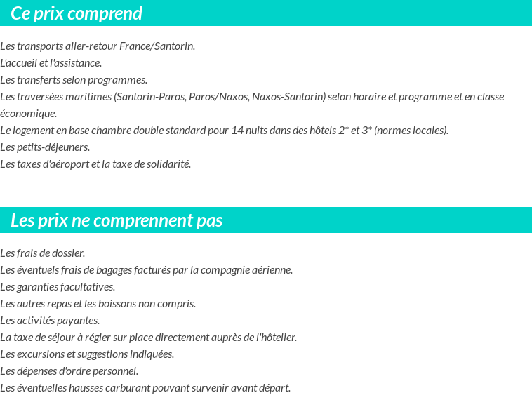 Conditions tarifaires