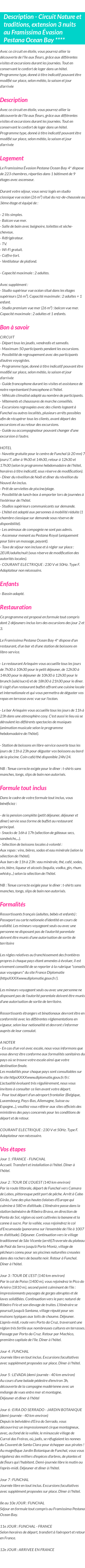Détails du séjour