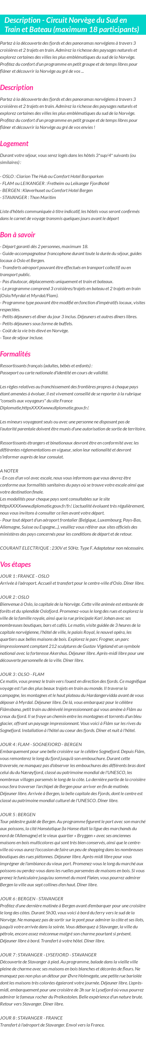 Détails du séjour