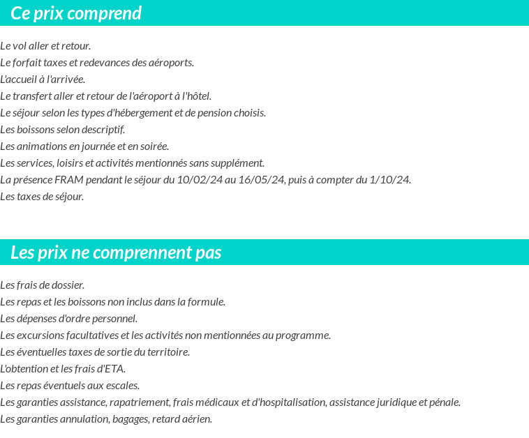 Conditions tarifaires
