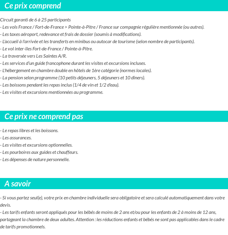 Conditions tarifaires