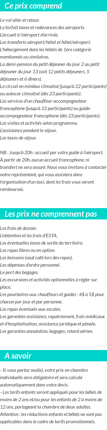 Conditions tarifaires