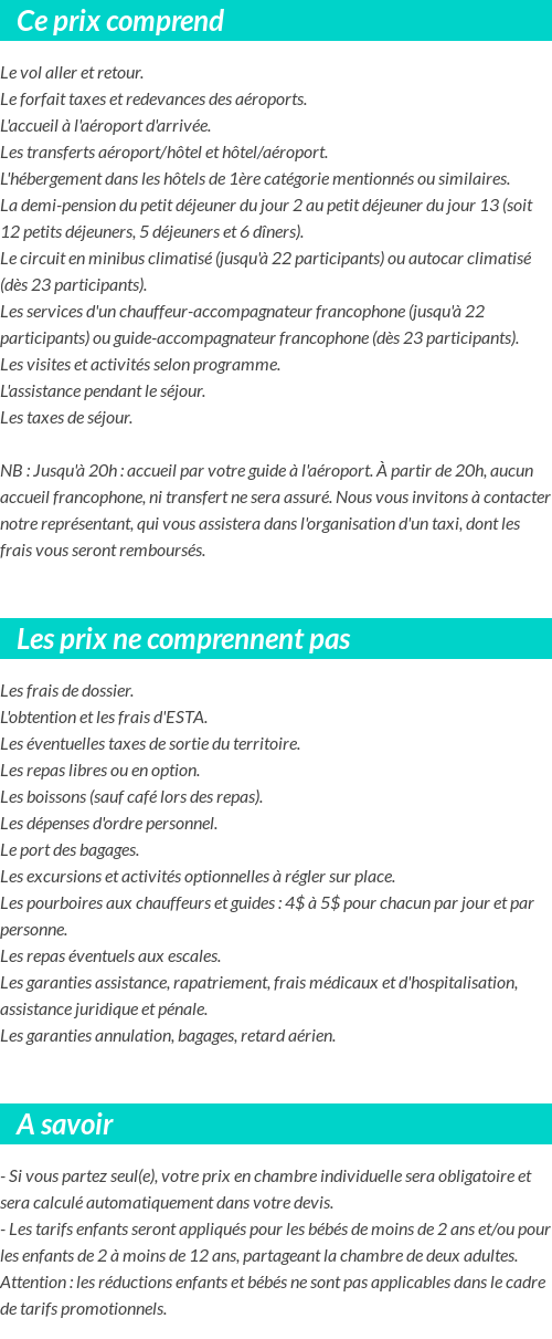 Conditions tarifaires