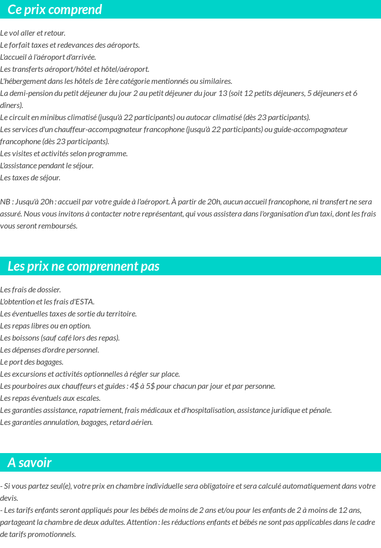 Conditions tarifaires