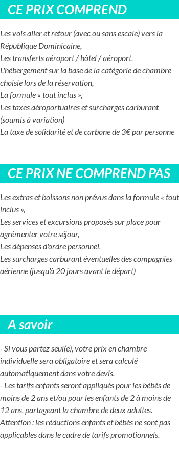 Conditions tarifaires