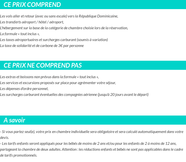 Conditions tarifaires