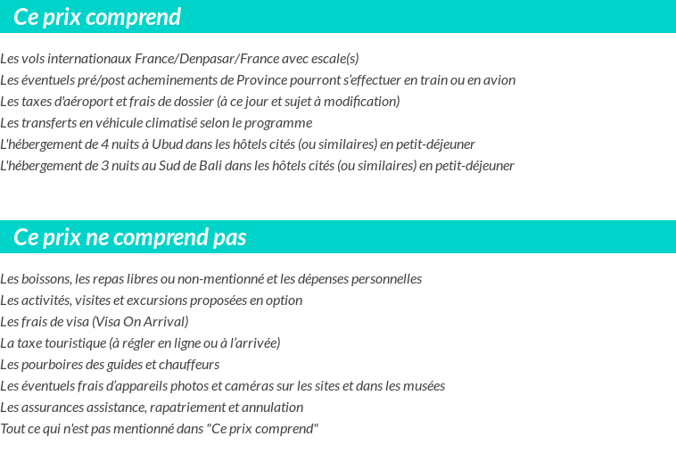 Conditions tarifaires