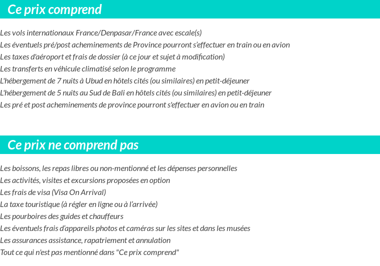 Conditions tarifaires