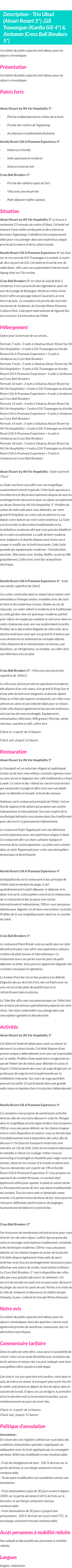 Détails du séjour