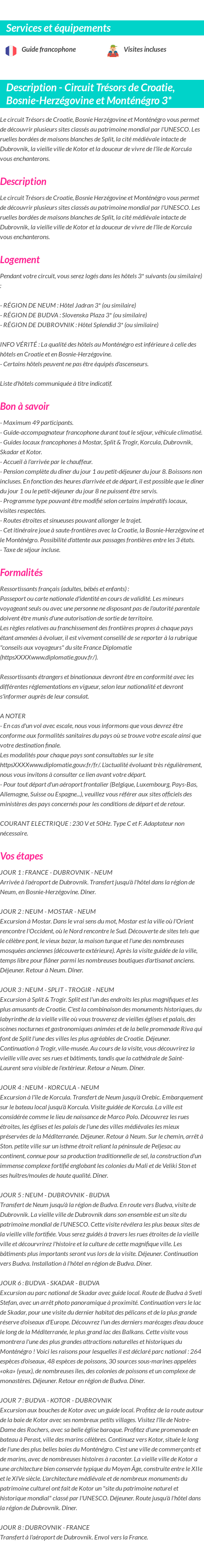 Détails du séjour