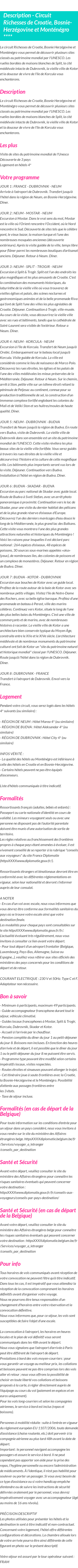 Détails du séjour