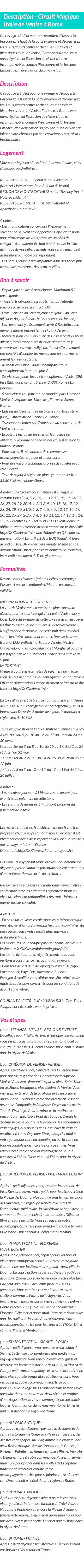 Détails du séjour