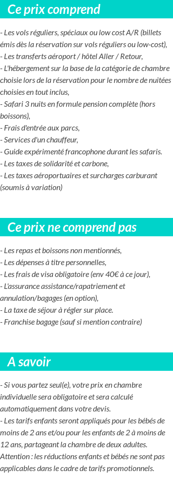 Conditions tarifaires